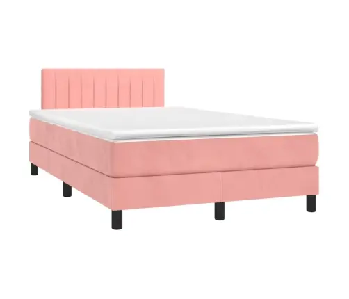 Lova Su Spyruoklėmis Ir Čiužiniu, Rožinė, 120X200cm Aksomas