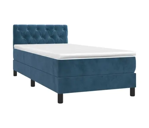 Atsperu Gulta Ar Matraci, Tumši Zils Samts, 80X200 Cm Vidaxl