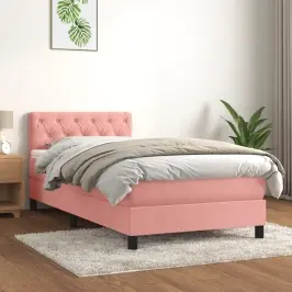 Atsperu Gulta Ar Matraci, Rozā Samts, 80X200 Cm Vidaxl