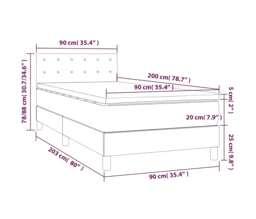 Atsperu Gulta Ar Matraci, Tumši Zaļš Samts, 90X200 Cm Vidaxl