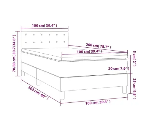 Atsperu Gulta Ar Matraci, Tumši Zaļš Samts, 100X200 Cm Vidaxl