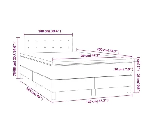 Atsperu Gulta Ar Matraci, Tumši Zils Samts, 120X200 Cm Vidaxl