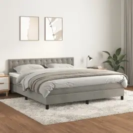 Atsperu Gulta Ar Matraci, Gaiši Pelēka Samts, 160X200 Cm Vidaxl