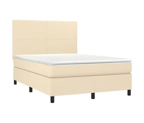 Lova Su Spyruoklėmis Ir Čiužiniu, Kreminė, 140X190 cm Audinys