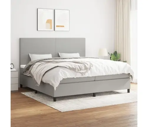 Lova Su Spyruoklėmis Ir Čiužiniu, Pilka, 200X200cm Audinys