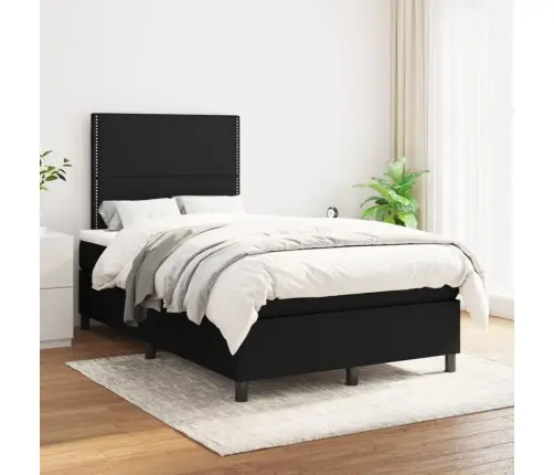 Atsperu Gultas Rāmis Ar Matraci, Melna Audums, 120X200 Cm Vidaxl