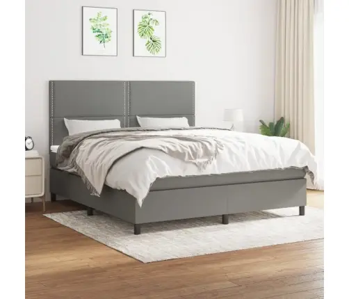 Lova Su Spyruoklėmis/Čiužiniu,Tamsiai Pilka, 160X200cm Audinys