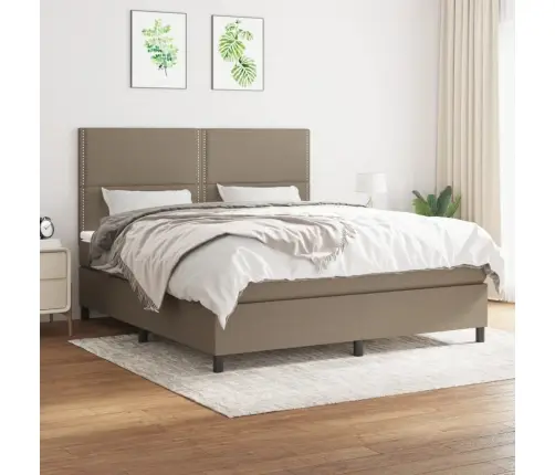 Atsperu Gulta Ar Matraci, Pelēkbrūns, 180X200 Cm, Audums Vidaxl