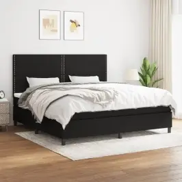 Atsperu Gultas Rāmis Ar Matraci, Melna Audums, 200X200 Cm Vidaxl