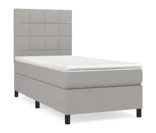 Atsperu Gulta Ar Matraci, Gaiši Pelēka, 90X200 Cm, Audums Vidaxl