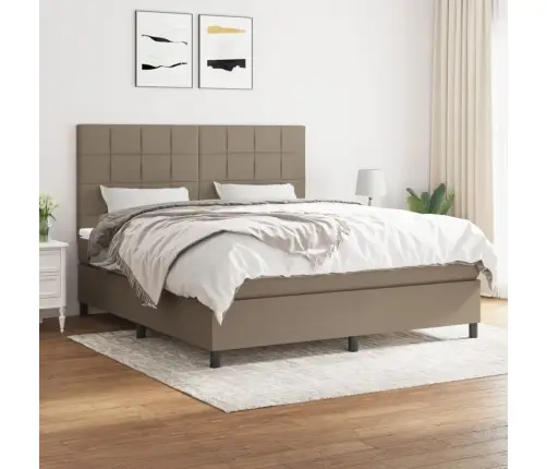 Atsperu Gulta Ar Matraci, Pelēkbrūns, 160X200 Cm, Audums Vidaxl