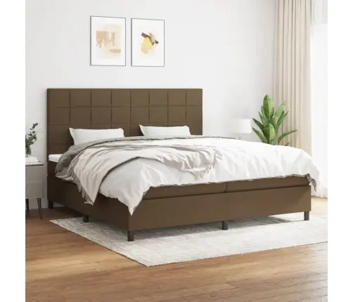 Lova Su Spyruoklėmis Ir Čiužiniu, Ruda, 200X200 cm Audinys