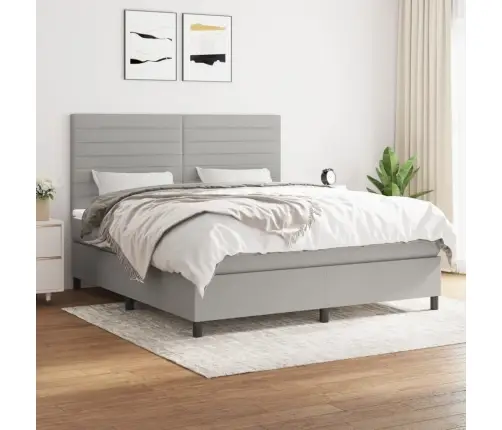 Atsperu Gulta Ar Matraci, Gaiši Pelēka Audums, 180X200 Cm Vidaxl