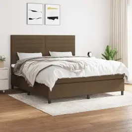 Lova Su Spyruoklėmis Ir Čiužiniu, Ruda, 180X200 cm Audinys