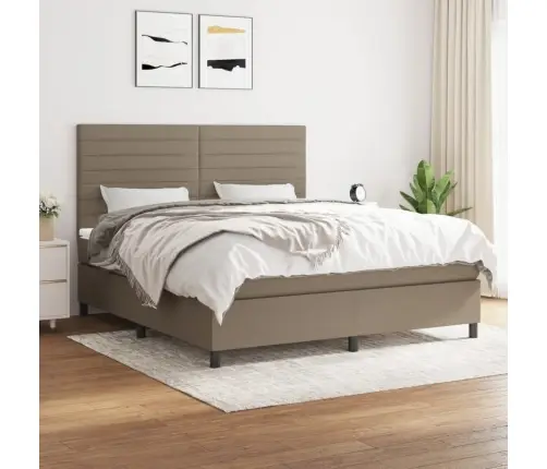 Atsperu Gulta Ar Matraci, Pelēkbrūns, 180X200 Cm, Audums Vidaxl