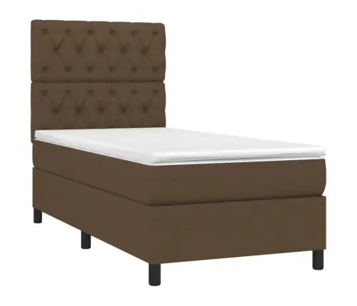 Atsperu Gultas Rāmis Ar Matraci, Tumši Brūna, 80X200 Cm, Audums Vidaxl