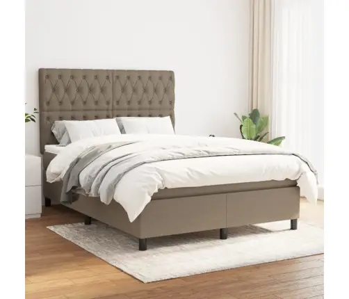 Lova Su Spyruoklėmis Ir Čiužiniu, Taupe, 140X200 cm Audinys Lova Su Spyruoklėmis Ir Čiužiniu, Taupe, 140X200 cm Audinys