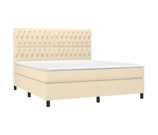 Atsperu Gulta Ar Matraci, Krēmkrāsas, 180X200 Cm, Audums Vidaxl