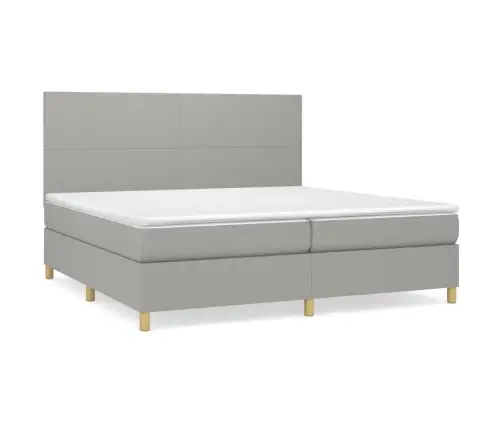 Atsperu Gulta Ar Matraci, Gaiši Pelēka Audums, 200X200Cm Vidaxl