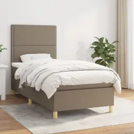 Lova Su Spyruoklėmis Ir Čiužiniu, Taupe, 90X200 cm Audinys