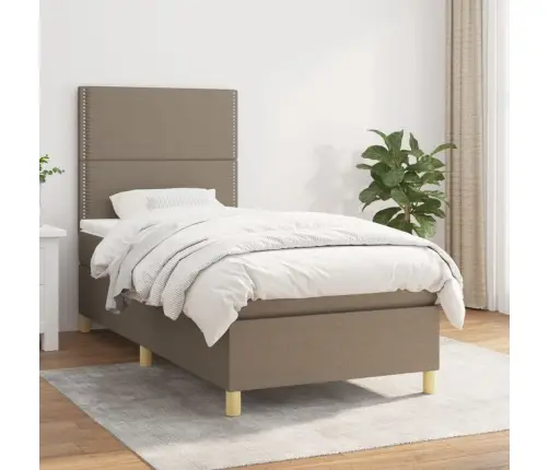 Lova Su Spyruoklėmis Ir Čiužiniu, Taupe, 90X200 cm Audinys