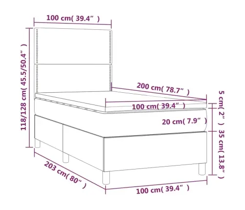 Atsperu Gultas Rāmis Ar Matraci, Pelēkbrūns, 100X200 Cm, Audums Vidaxl Atsperu Gultas Rāmis Ar Matraci, Pelēkbrūns, 100X200 Cm, Audums Vidaxl
