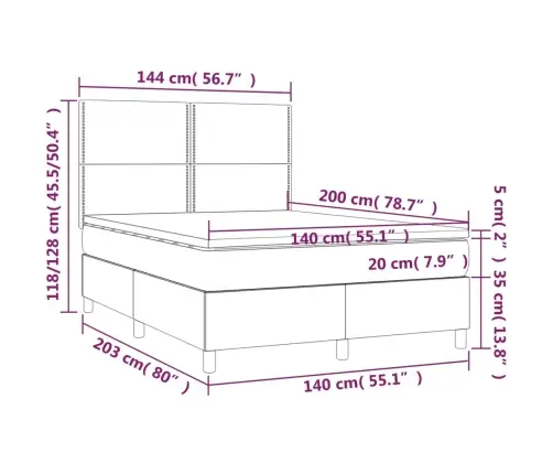 Kontinentaalvoodi Madratsiga, Tumepruun, 140X200 cm Kangas