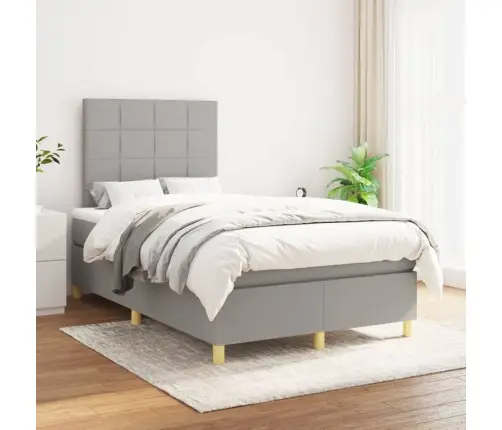 Lova Su Spyruoklėmis Ir Čiužiniu, Pilka, 120X200cm Audinys