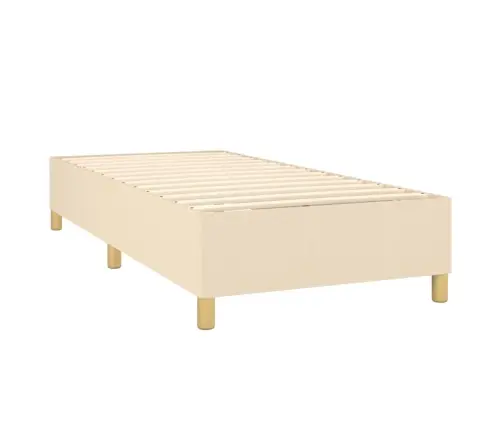 Atsperu Gulta Ar Matraci, Krēmkrāsas, 90X190 Cm, Audums Vidaxl