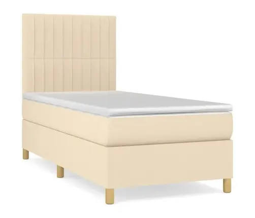 Atsperu Gulta Ar Matraci, Krēmkrāsas, 90X190 Cm, Audums Vidaxl Atsperu Gulta Ar Matraci, Krēmkrāsas, 90X190 Cm, Audums Vidaxl