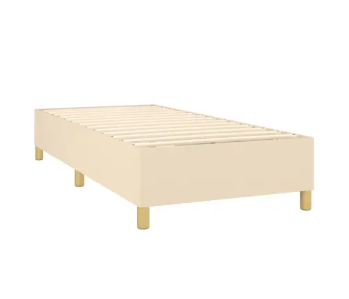Atsperu Gultas Rāmis Ar Matraci, Krēmkrāsas, 100X200 Cm, Audums Vidaxl