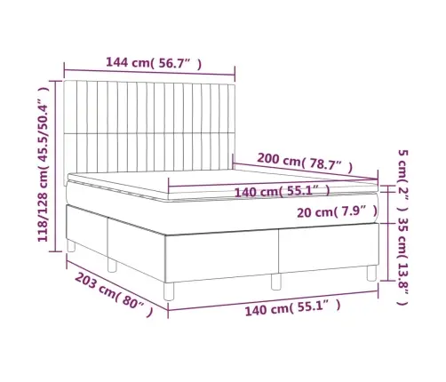Atsperu Gulta Ar Matraci, Krēmkrāsas, 140X200 Cm, Audums Vidaxl