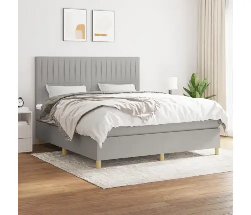 Lova Su Spyruoklėmis Ir Čiužiniu, Pilka, 160X200cm Audinys