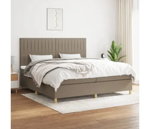 Lova Su Spyruoklėmis Ir Čiužiniu, Taupe, 200X200 cm Audinys