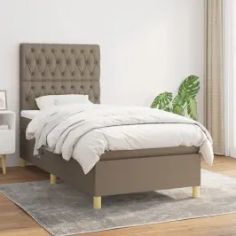 Lova Su Spyruoklėmis Ir Čiužiniu, Taupe, 90X200 cm Audinys