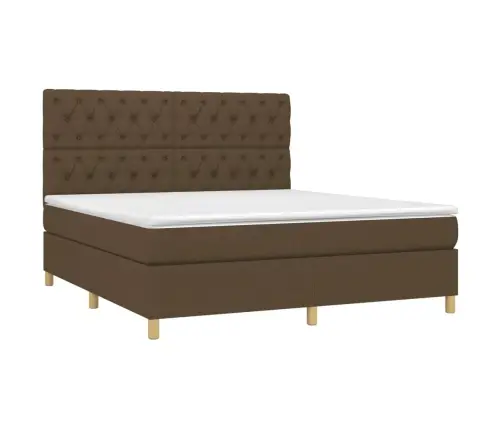 Atsperu Gulta Ar Matraci, Tumši Brūns, 160X200 Cm, Audums Vidaxl