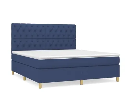 Atsperu Gulta Ar Matraci, Zils, 160X200 Cm, Audums Vidaxl