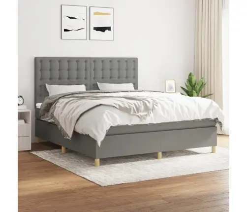 Lova Su Spyruoklėmis/Čiužiniu,Tamsiai Pilka, 160X200cm Audinys