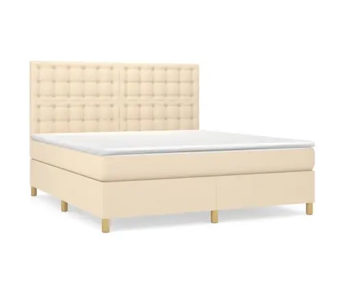 Atsperu Gulta Ar Matraci, Krēmkrāsas, 160X200 Cm, Audums Vidaxl