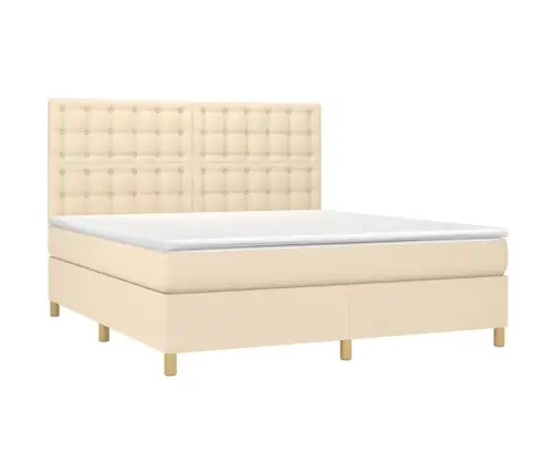 Atsperu Gulta Ar Matraci, Krēmkrāsas, 160X200 Cm, Audums Vidaxl