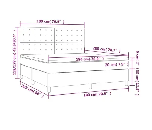 Lova Su Spyruoklėmis Ir Čiužiniu, Kreminė, 180X200 cm Audinys