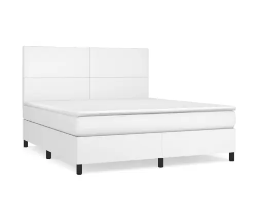 Atsperu Gulta Ar Matraci, Balta, 160X200 Cm, Mākslīgā Āda Vidaxl