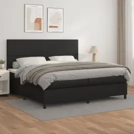 Atsperu Gulta Ar Matraci, Melna, 200X200 Cm, Mākslīgā Āda Vidaxl