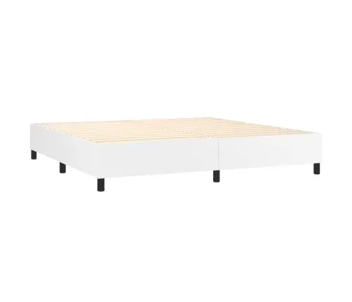 Lova Su Spyruoklėmis/Čiužiniu, Balta, 200X200cm Dirbtinė Oda