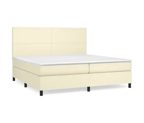 Atsperu Gulta Ar Matraci, Krēmkrāsas, 200X200 Cm, Mākslīgā Āda Vidaxl