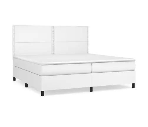 Kontinentaalvoodi Madratsiga, Valge, 200X200 cm Kunstnahk