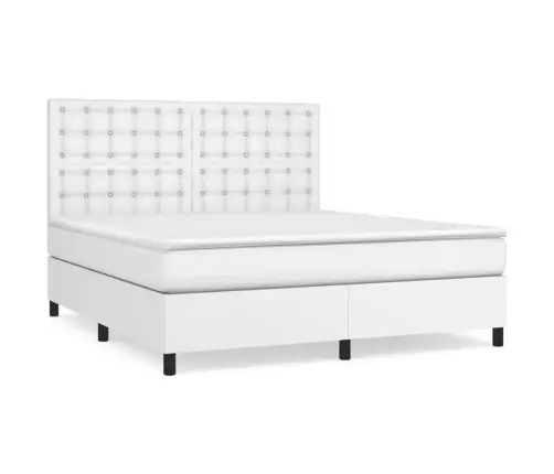 Atsperu Gulta Ar Matraci, Balta, 160X200 Cm, Mākslīgā Āda Vidaxl