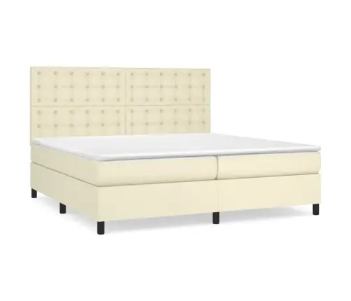 Kontinentaalvoodi Madratsiga, Kreemjas, 200X200 cm Kunstnahk