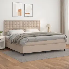 Atsperu Gulta Ar Matraci, Kapučīno, 200X200 Cm, Mākslīgā Āda Vidaxl