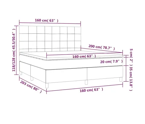 Atsperu Gulta Ar Matraci, Tumši Zaļš Samts, 160X200 Cm Vidaxl